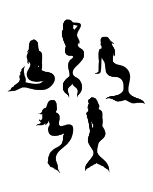 Sitting Mermaid Silhouette Clip Art