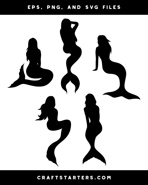Sitting Mermaid Silhouette Clip Art