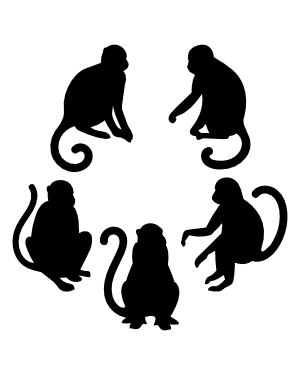 Sitting Monkey Silhouette Clip Art