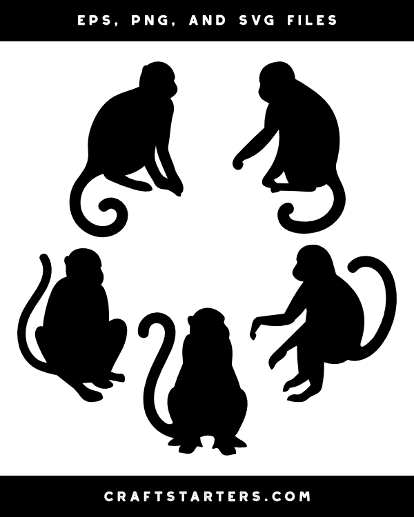 Sitting Monkey Silhouette Clip Art