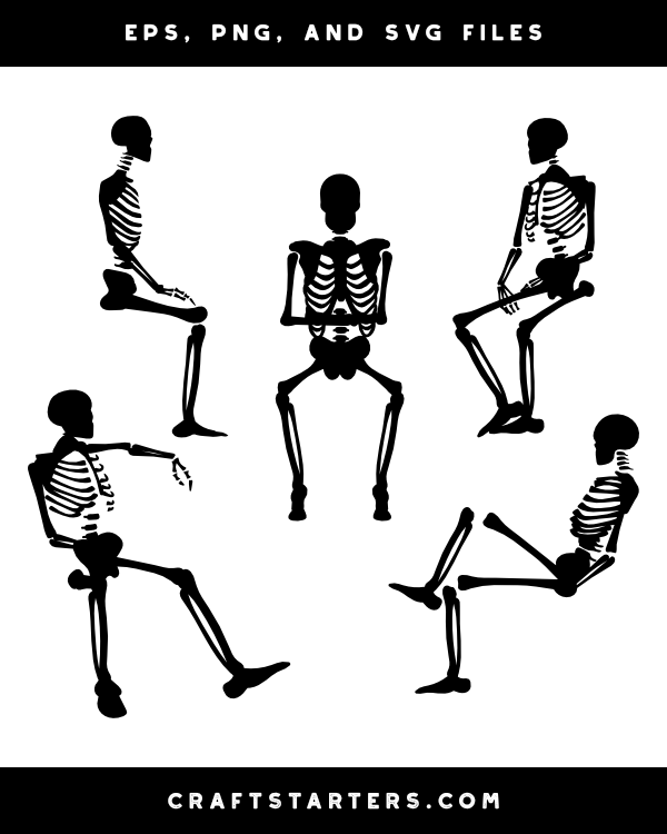Sitting Skeleton Silhouette Clip Art