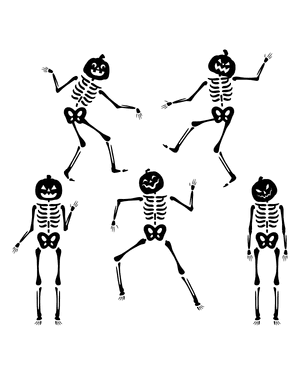 Skeleton With Pumpkin Head Silhouette Clip Art