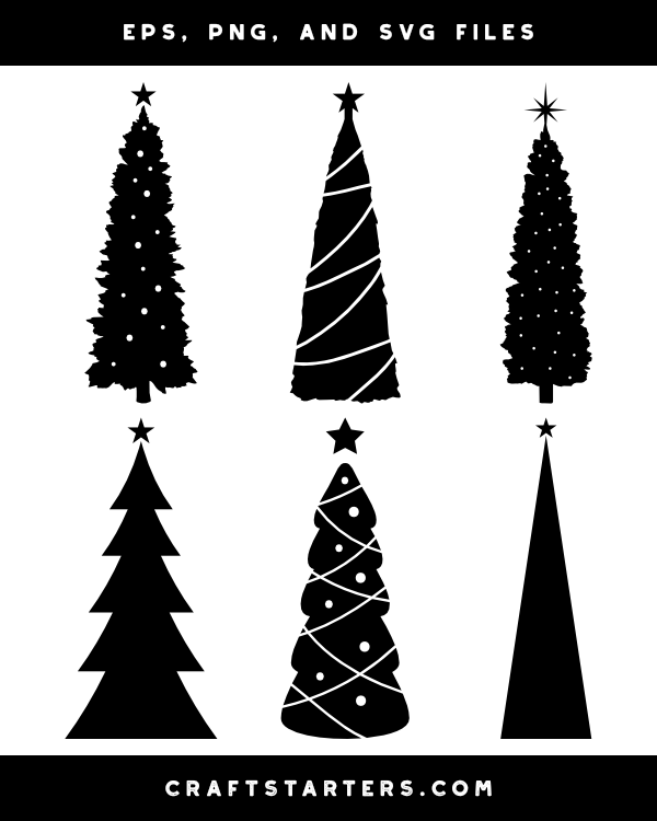 Skinny Christmas Tree Silhouette Clip Art