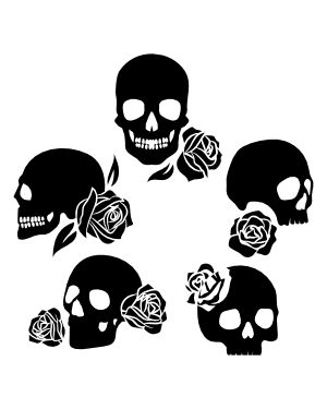 Skull and Rose Silhouette Clip Art
