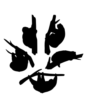 Sloth on Branch Silhouette Clip Art