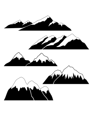 Snow Covered Mountains Silhouette Clip Art