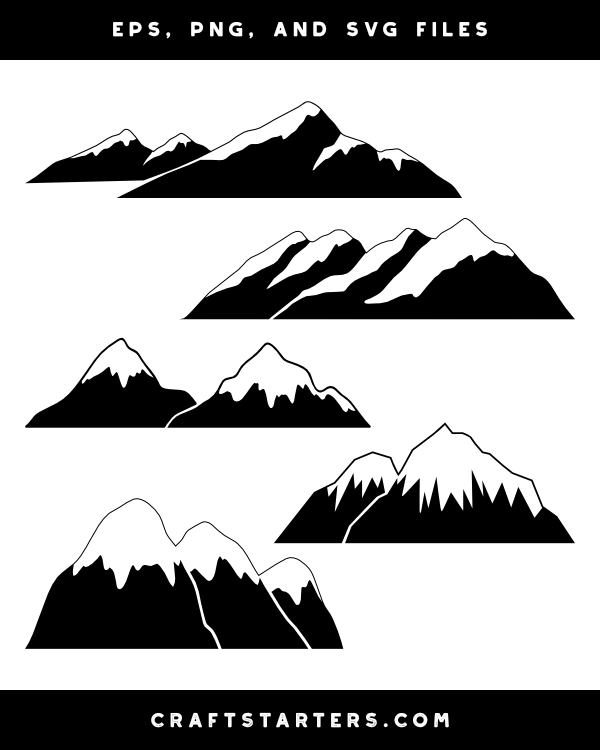 Snow Covered Mountains Silhouette Clip Art