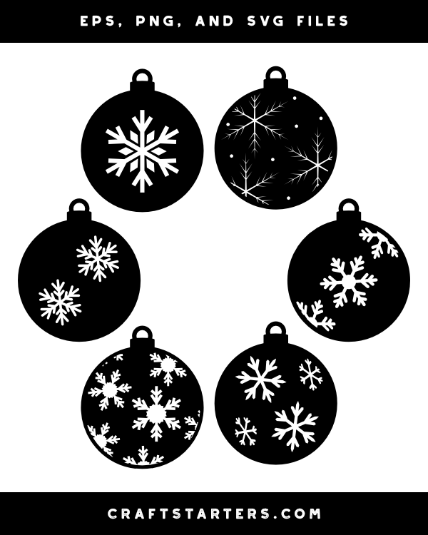 Snowflake Christmas Ball Ornament Silhouette Clip Art