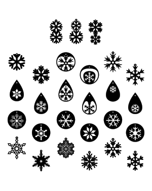 Snowflake Earring Silhouette Clip Art
