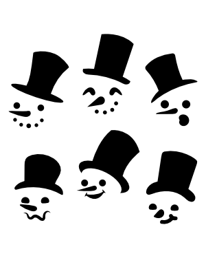 Snowman Face With Top Hat Silhouette Clip Art