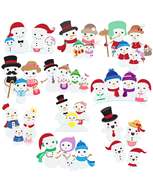 Snowman Family Digital Stamps
