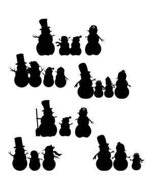 Snowman Family Silhouette Clip Art