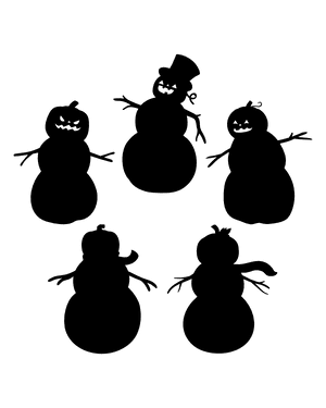 Snowman With Pumpkin Head Silhouette Clip Art