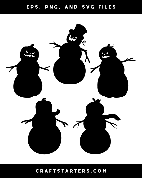 Snowman With Pumpkin Head Silhouette Clip Art