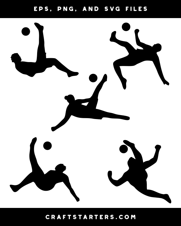 Soccer Bicycle Kick Silhouette Clip Art