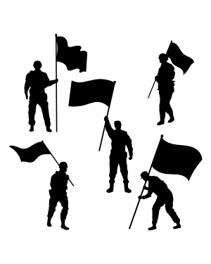 Soldier and Flag Silhouette Clip Art