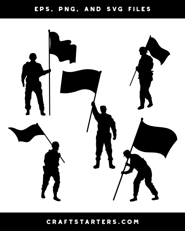 Soldier and Flag Silhouette Clip Art