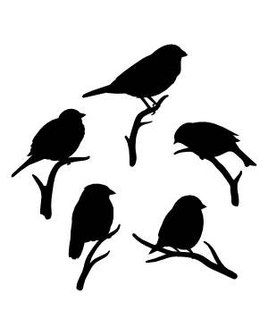 Sparrow on Branch Silhouette Clip Art