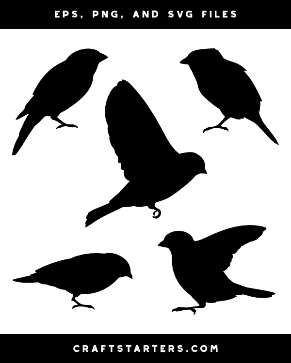 Sparrow Side View Silhouette Clip Art