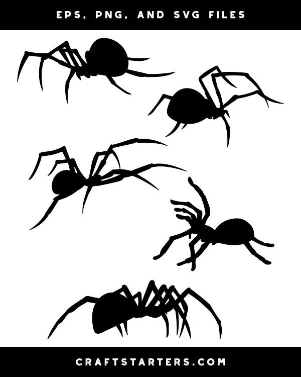 Spider Side View Silhouette Clip Art