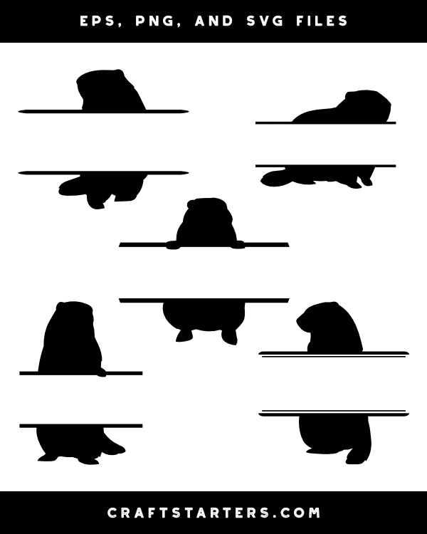 Split Groundhog Silhouette Clip Art