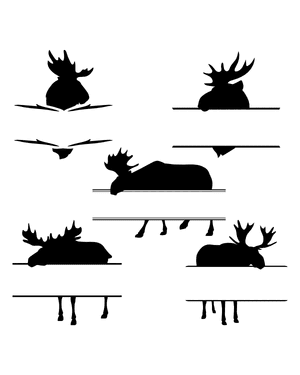 Split Moose Silhouette Clip Art