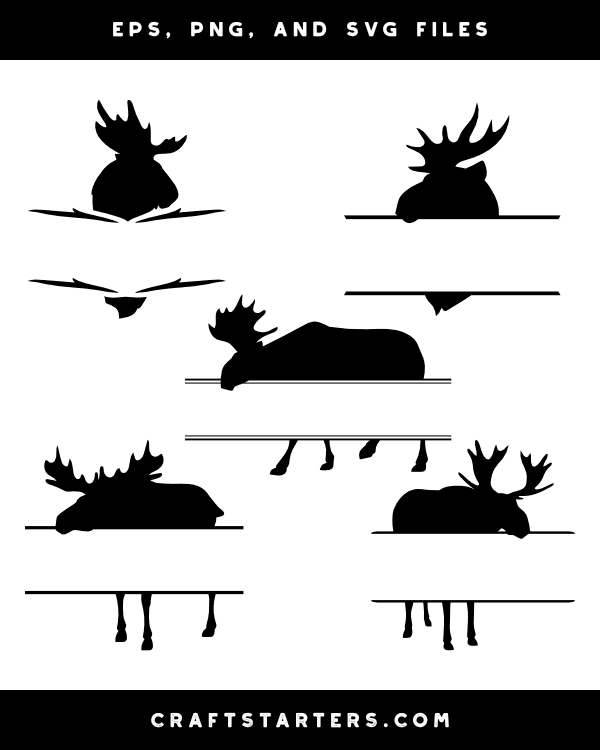 Split Moose Silhouette Clip Art