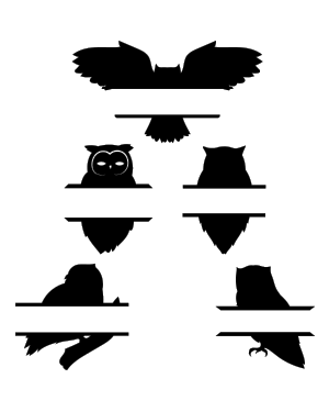 Split Owl Silhouette Clip Art