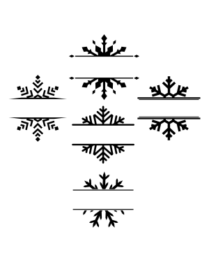 Split Snowflake Silhouette Clip Art