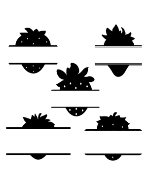 Split Strawberry Silhouette Clip Art