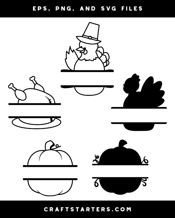 Split Thanksgiving Silhouette Clip Art