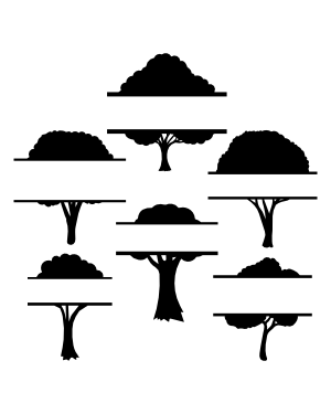 Split Tree Silhouette Clip Art
