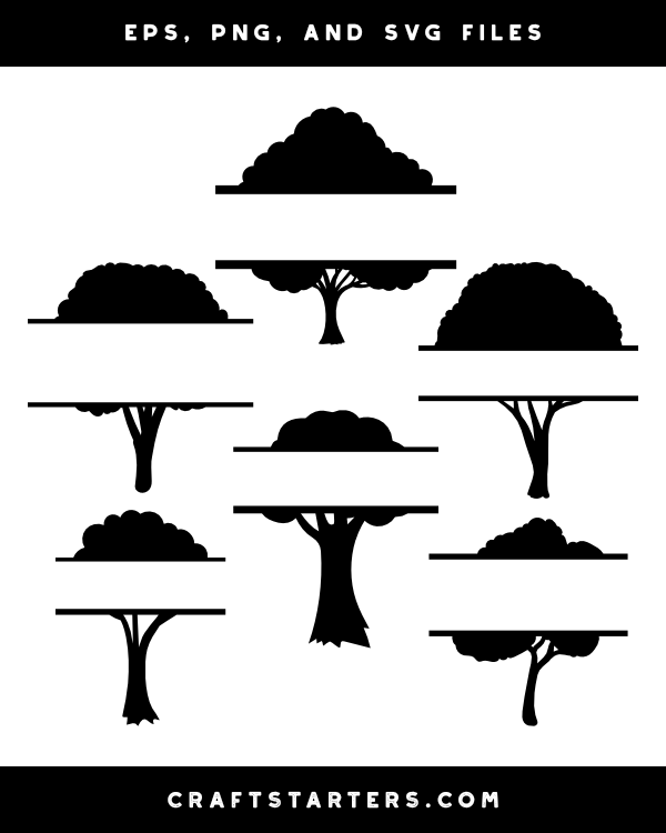 Split Tree Silhouette Clip Art