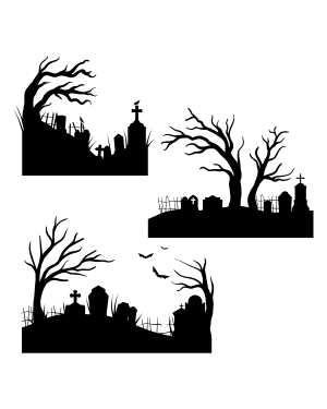 Spooky Graveyard Silhouette Clip Art