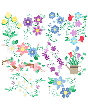 Spring Flower Digital Stamps
