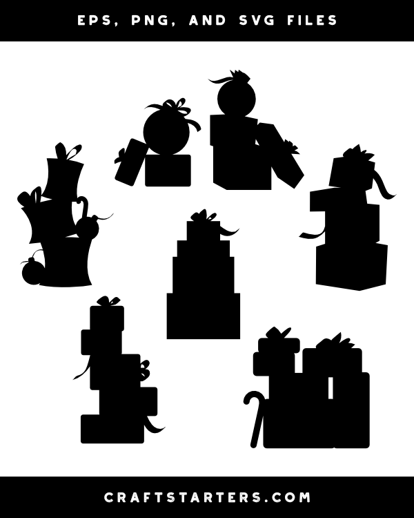 Stacked Christmas Presents Silhouette Clip Art