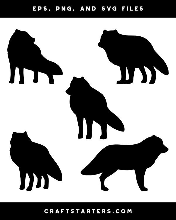 Standing Arctic Fox Silhouette Clip Art