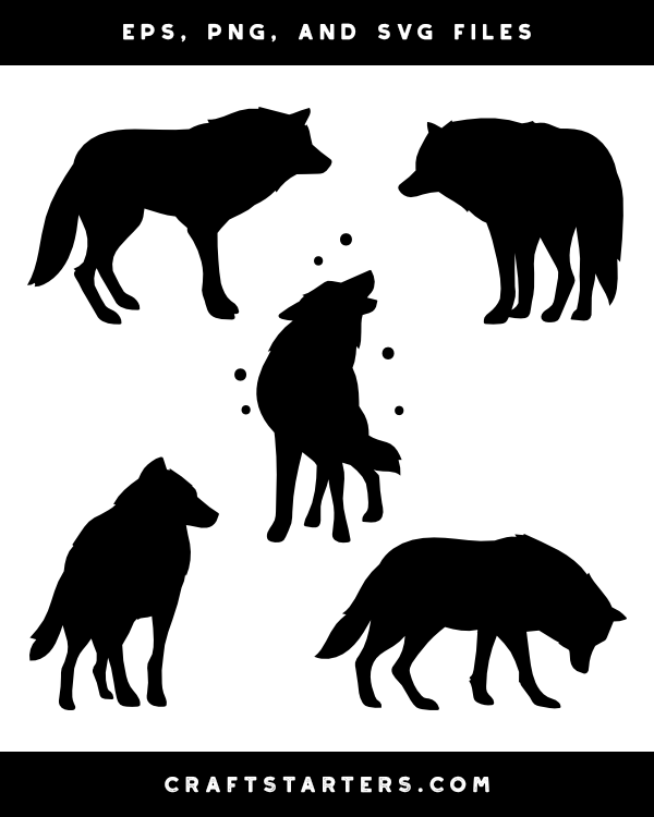 Standing Arctic Wolf Silhouette Clip Art