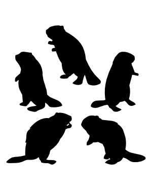 Standing Beaver Silhouette Clip Art
