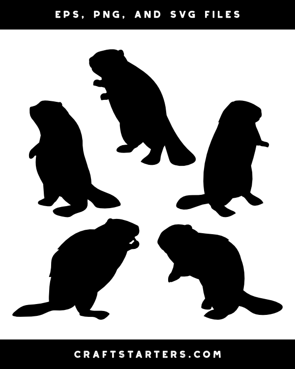 Standing Beaver Silhouette Clip Art