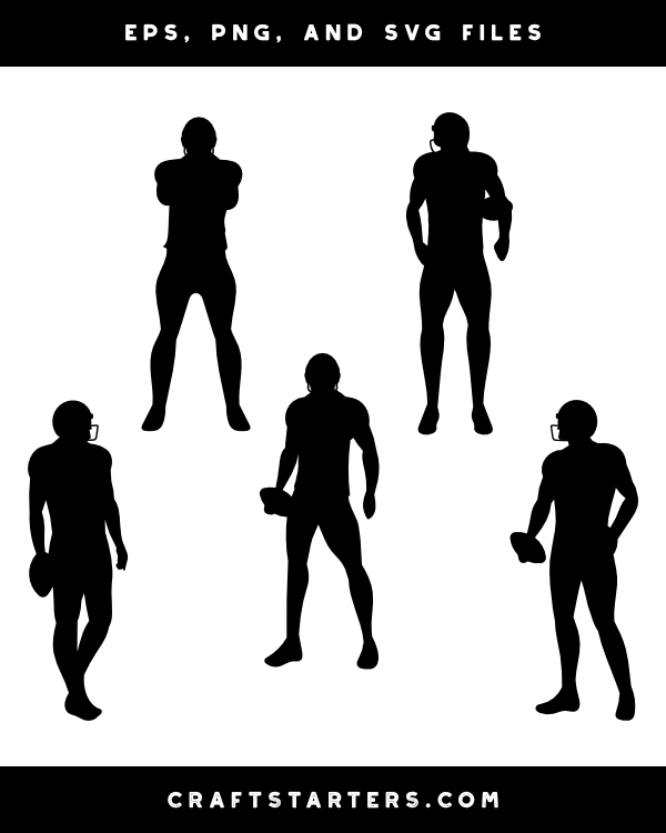 Standing Football Player Silhouette Clip Art