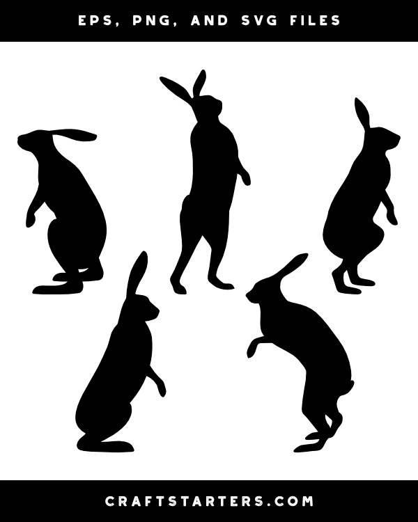 Standing Hare Silhouette Clip Art