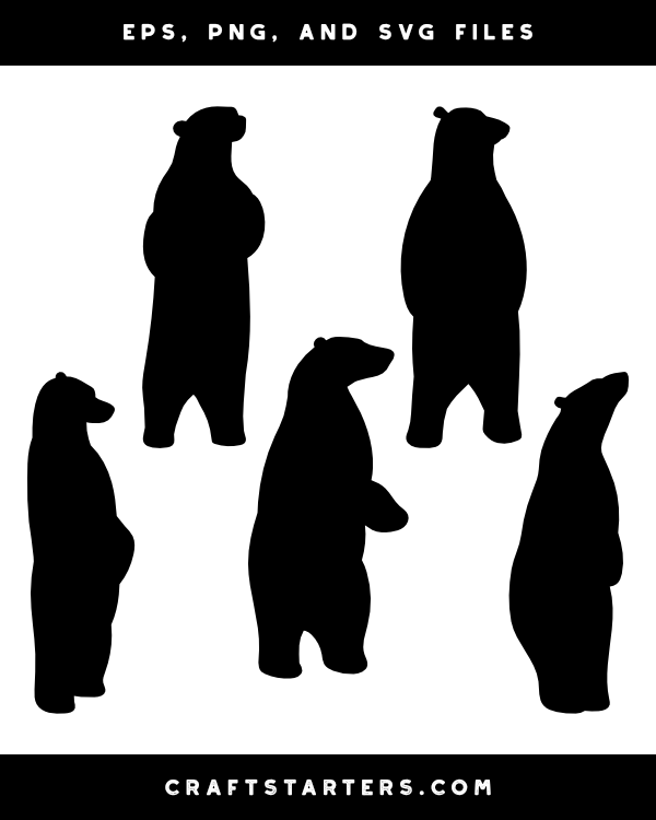 Standing Polar Bear Silhouette Clip Art