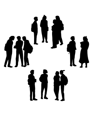 Standing Students Silhouette Clip Art