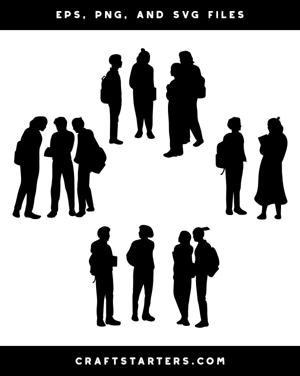 Standing Students Silhouette Clip Art