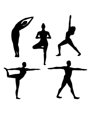 Standing Yoga Pose Silhouette Clip Art