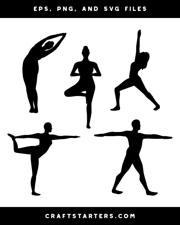 Standing Yoga Pose Silhouette Clip Art