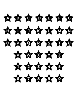 Star Letter and Number Silhouette Clip Art