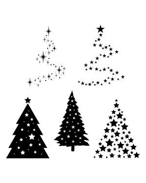 Starry Christmas Tree Silhouette Clip Art