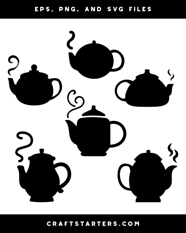 Steaming Teapot Silhouette Clip Art